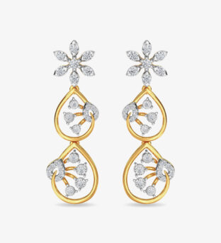 Diamond Trinity Earring Dangler Rose Gold