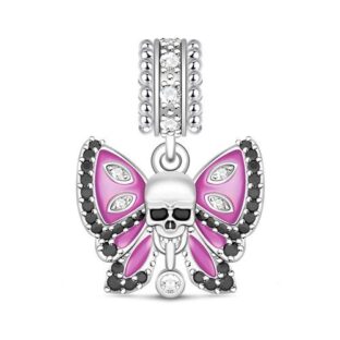 Butterfly Skull Charm Sterling Silver