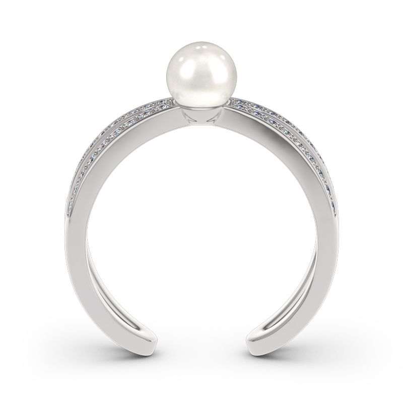 Split Shank Cultured Pearl Sterling Silver Ring