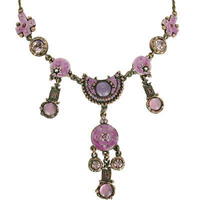 Antique Style Purple Cross Floral NECKLACE