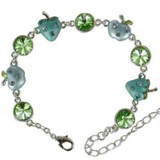Crystal Strawberry Apple Fruit Enamel Bracelet