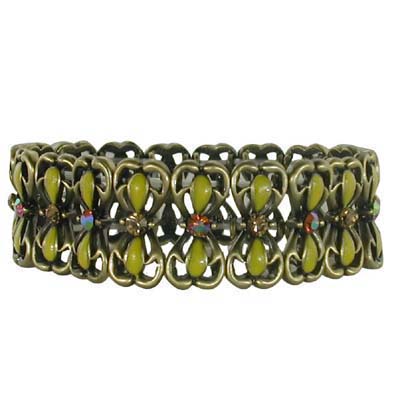 Vintage Rhinestone Enamel Bracelet Bangle