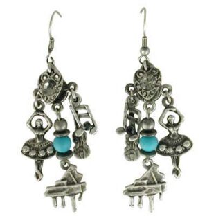 Dancing Lady Music Piano Guitar Earrings