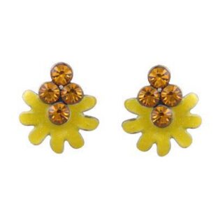 Vintage Swarovski Crystal Enamel Stud Earrings