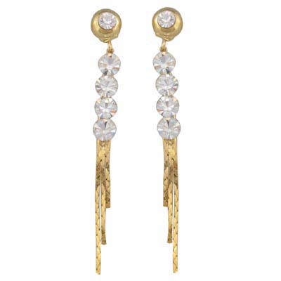 Swarovski Crystal Long Drop Stud Earrings