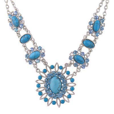 Turquoise Sun Flower Floral NECKLACE