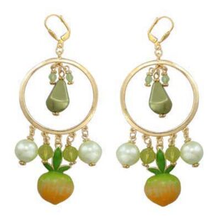 Enamel Fruit Dangle & Chandelier Pearl Earrings