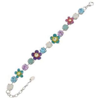 Swarovski Crystal Enamel Flower Bracelet Bangle