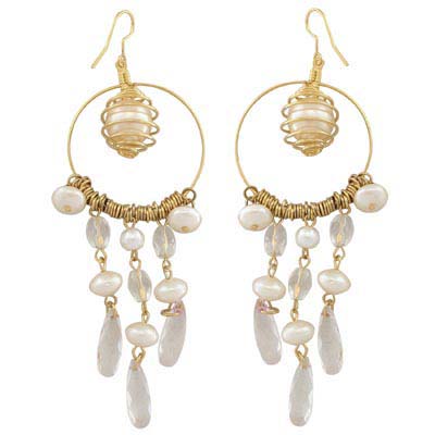 Swarovski Crystal Pearl Bead Dangling Earrings
