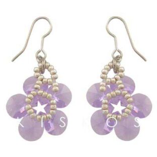 Swarovski Crystal Dangle Purple Floral Earrings