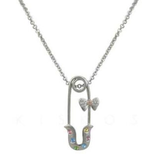 Crystal Pin Clip Tie Pendant NECKLACE