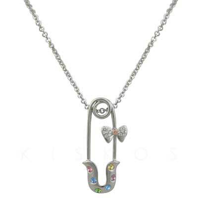 Crystal Pin Clip Tie Pendant NECKLACE