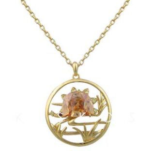 Swarovski Crystal Carved Frog Grass NECKLACE