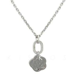 Crystal Silvering Rose Pendant NECKLACE