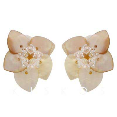 Swarovski Crystal Shell Sunflower Clip Earrings