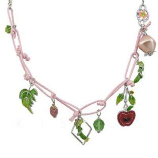 Enamel Bead Apple Leaf Pendant NECKLACE