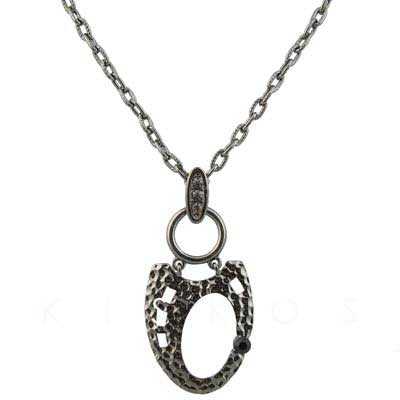 Swarovski Crystal Black Carved Pendant NECKLACE