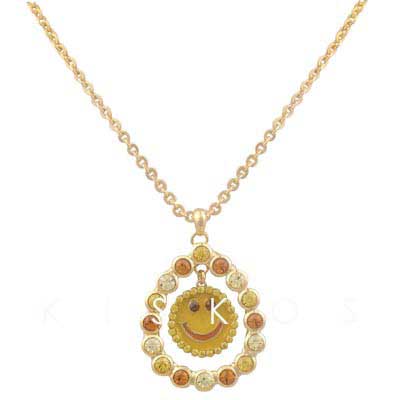 Swarovski Crystal  Smile Face Pendant NECKLACE