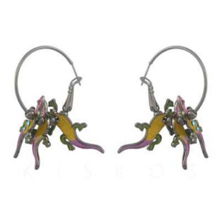 Enamel Crocodile Lizard Gecko Pendant Earrings