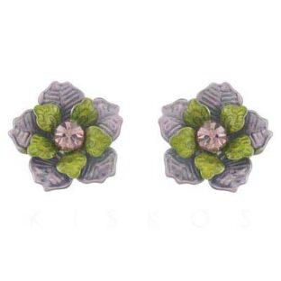 Swarovski Crystal Enamel Floral Stud Earrings
