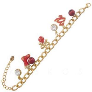 Crystal Enamel Christmas Sock Ball Bracelet