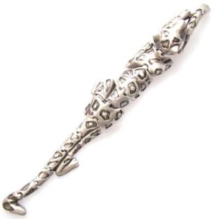 Vintage Silver Color Tiger Leopard Brooch