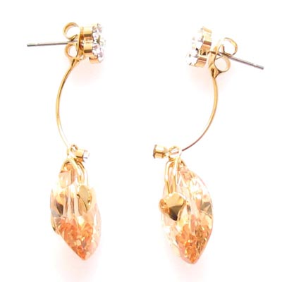 Swarovski Crystal Golden Pendant Stud Earrings