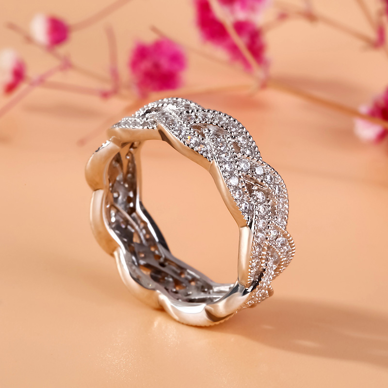 Three Stone Radiant Cut Sterling Silver Ring Set