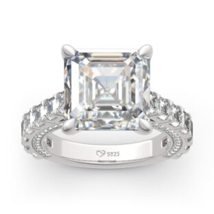 Classic Asscher Cut Sterling Silver Ring