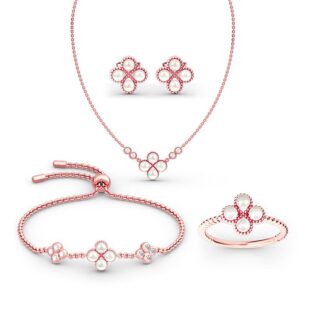 Clover Cultured Pearl Sterling Silver Jewelry Set
