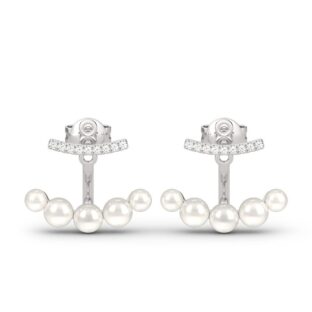 Vintage Cultured Pearl Sterling Silver Ear Jackets