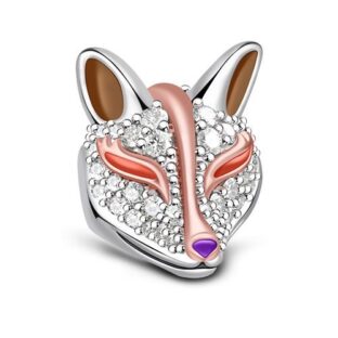 Two Tone Fox Charm Sterling Silver