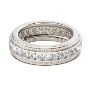 Bead Design Round Cut Sterling Silver Men's Band