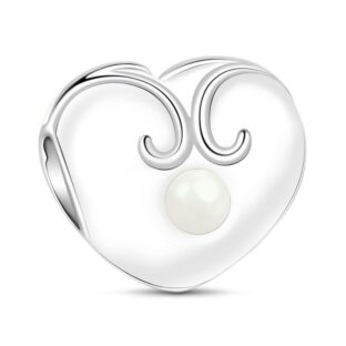 Heart With Pearl Charm Sterling Silver