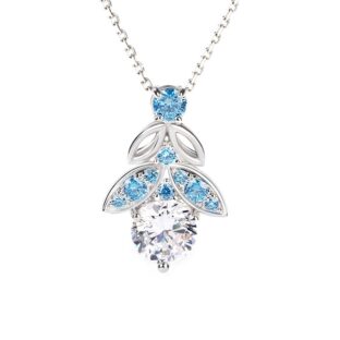 Butterfly Round Cut Sterling Silver Necklace