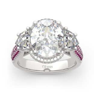 Halo Oval Cut Sterling Silver Ring