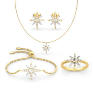 Two Tone Star Sterling Silver Jewelry Set