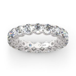 Round Cut Eternity Sterling Silver Women's Band