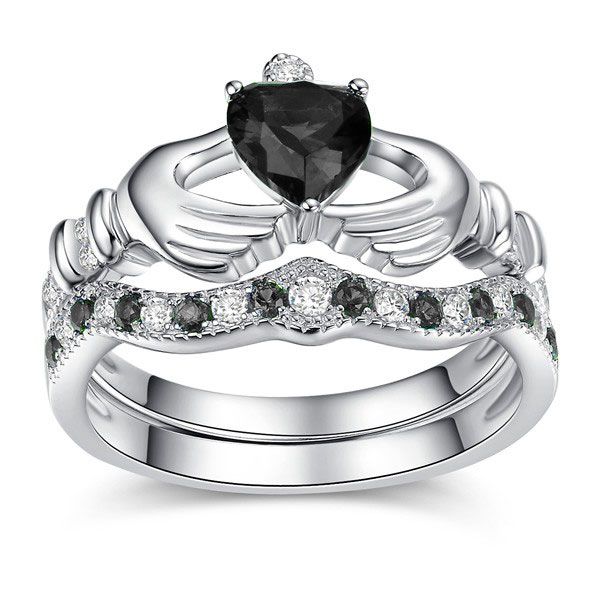 Classic Sterling Silver Claddagh Ring Set