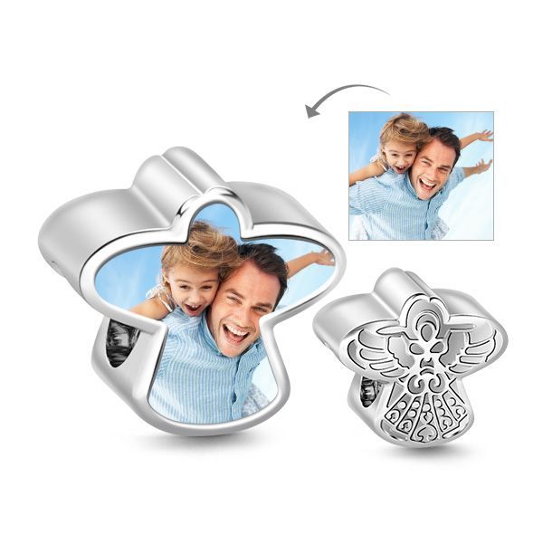 Guardian Angel Photo Charm Sterling Silver