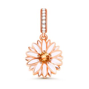 "Cheerfulness" Daisy Flower Sterling Silver Dangle Charm