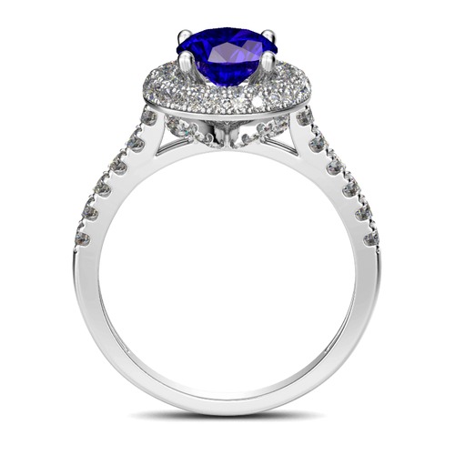 Classic Halo Round Cut Sterling Silver Ring