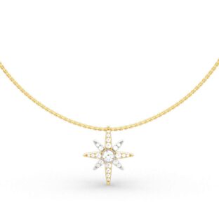 Two Tone Star Sterling Silver Necklace