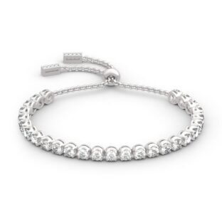 Classic Round Cut Sterling Silver Bolo Tennis Bracelet