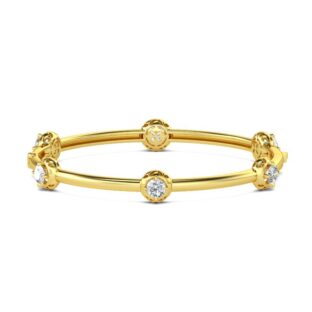 Sparkling Yellow Gold Tone Sterling Silver Station Bangle