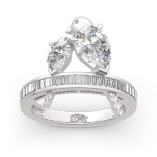 Two Bird Pear Cut Sterling Silver Ring