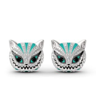 "Grinning Like a Cheshire Cat" Sterling Silver Enamel Earrings