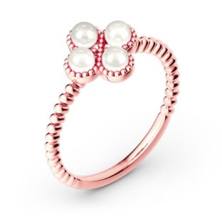 Clover Cultured Pearl Sterling Silver Ring