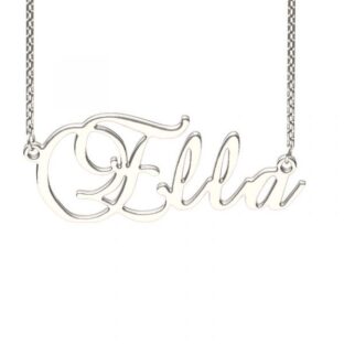 Silver Brockscript Style Name Necklace
