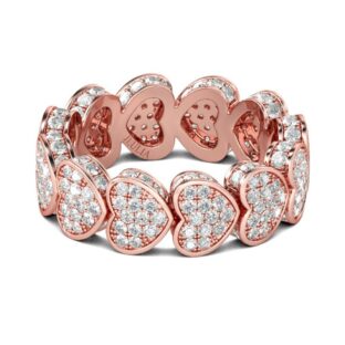 Rose Gold Tone Heart Sterling Silver Women's Band